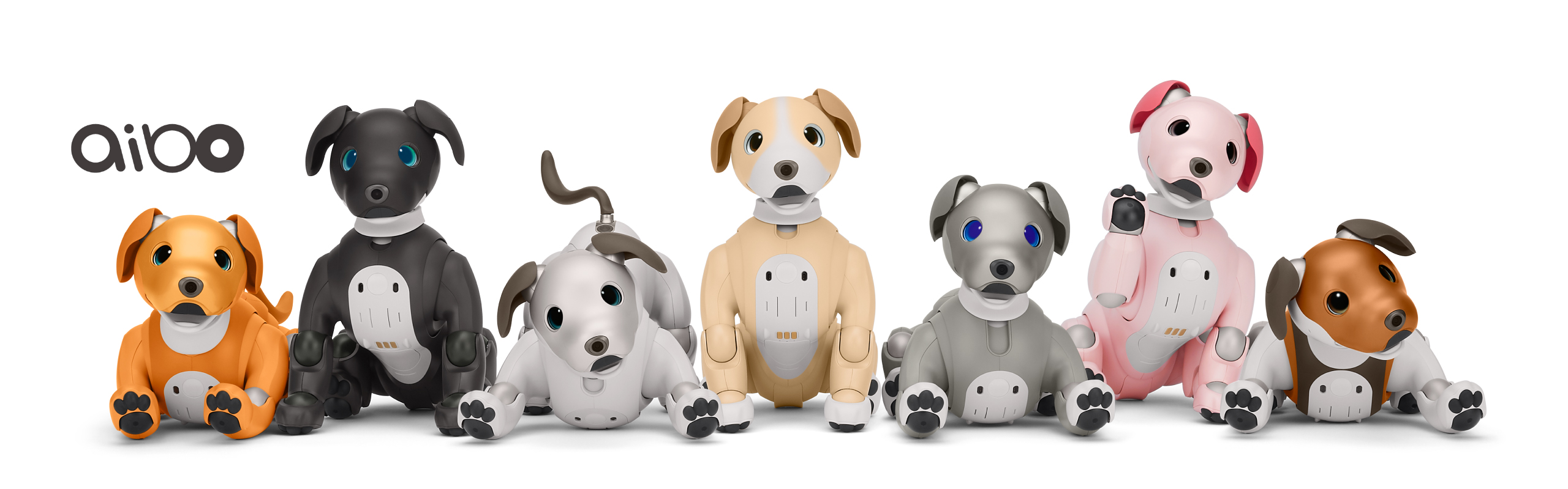 aibo banner showing all 7 ERS-1000 models